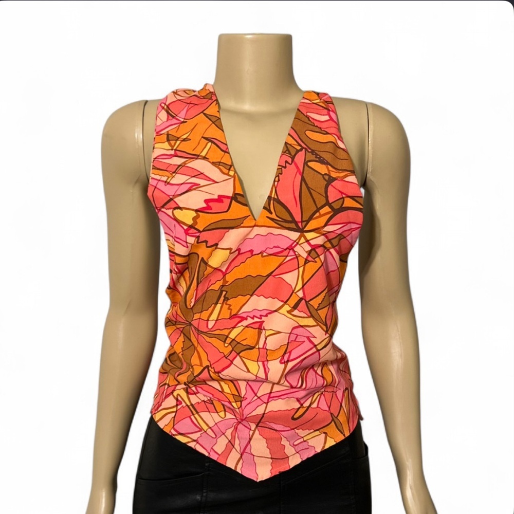Sage Pink and Orange Women's Blouse